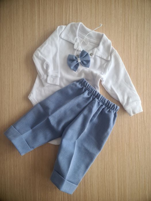 Komplet na chrzest dla chłopca r. 62 wiosna/lato