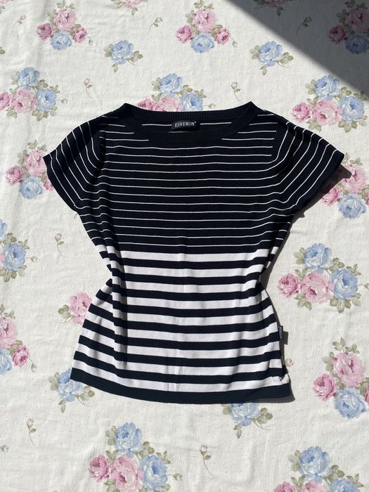 Bluzka na krótki rękaw w paski S 36 M 38 esveron elegancka