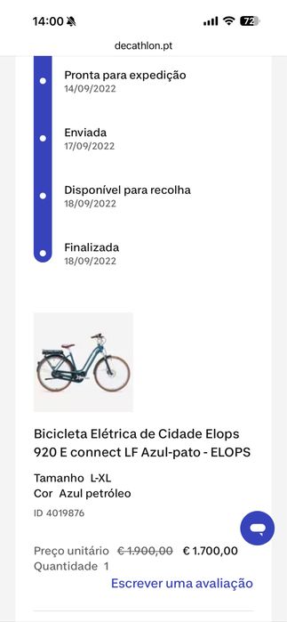 Bicicleta elétrica com GPS anti-roubo + motor central | Elops 920E