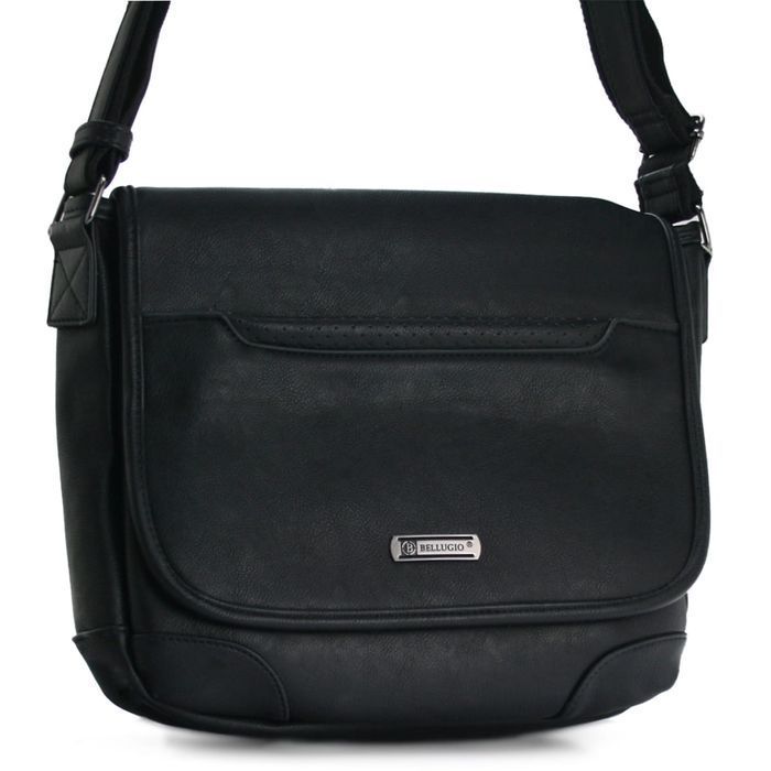 Torba męska z ekoskóry Bellugio - czarna do pracy pojemna solidna nowa