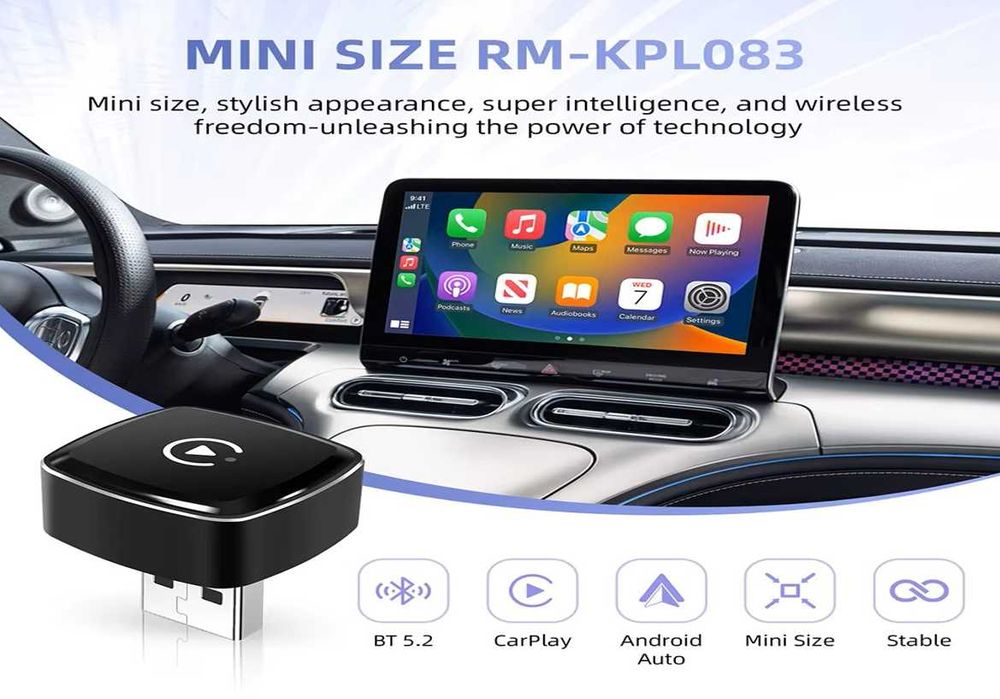 Bezprzewodowy adapter CarPlay i Android Auto 2w1 bluetooth