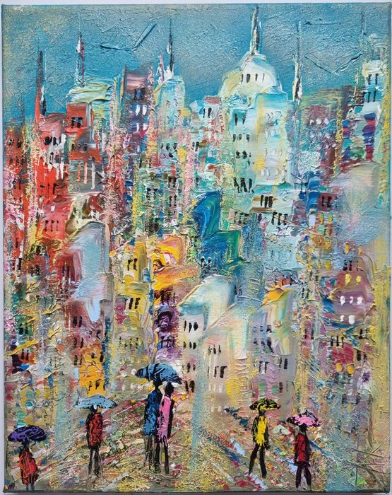 Obrazy olejne 30x24 gruba faktura farby RÓŻNE