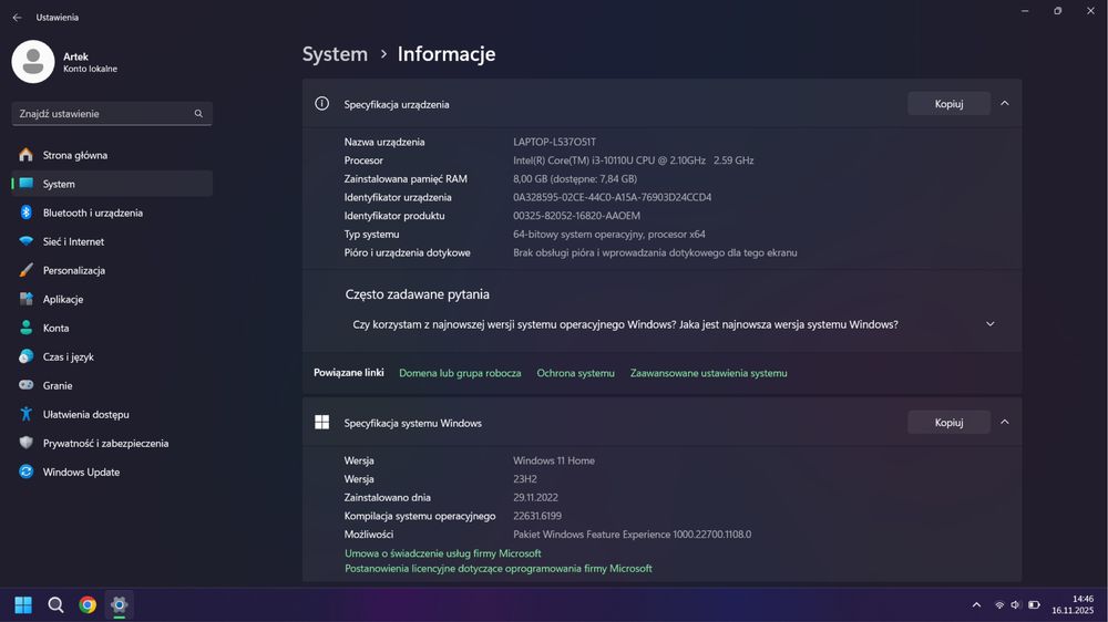 Laptop 14" Huawei MateBook D 14 (i3 8GB RAM 256GB SSD)