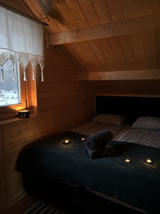 Domek drewniany z kominkiem, SAUNA
