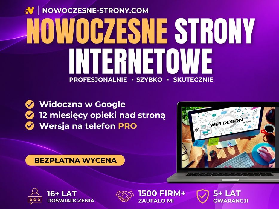 Nowoczesne Strony Internetowe | WordPress z 5-letnią Gwarancją | Opieka Stron 12 miesięcy