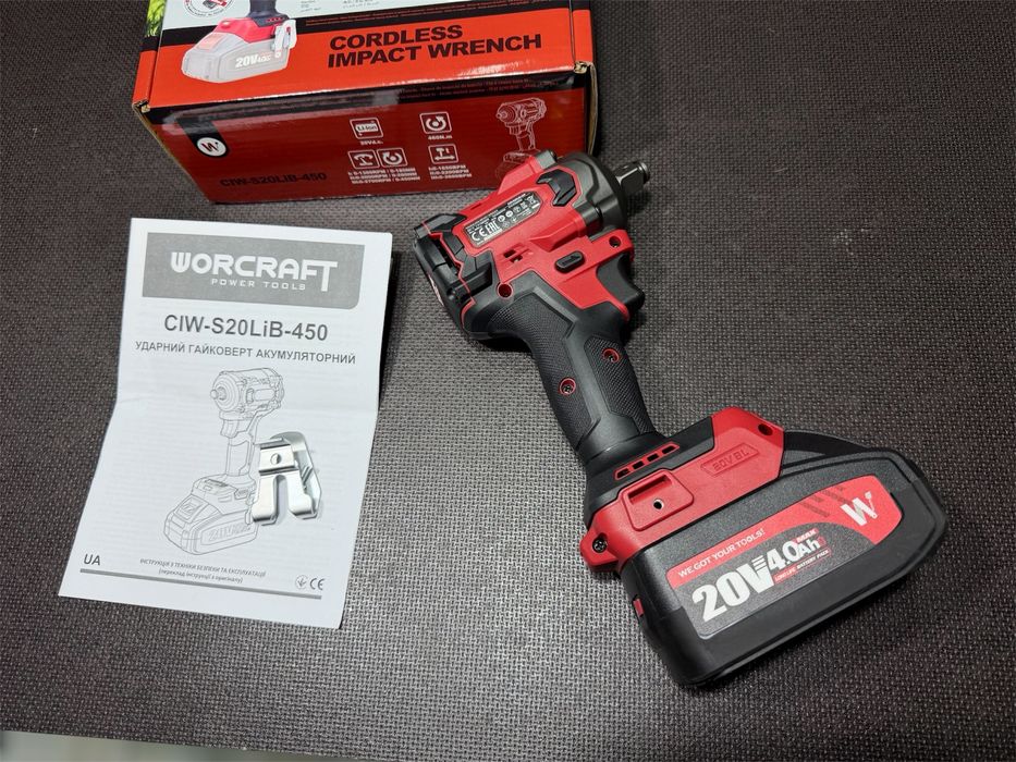 Аккумуляторный бесщеточный гайковёрт ударный WORCRAFT CIW‑S20LiB‑450 (без АКБ и ЗУ)