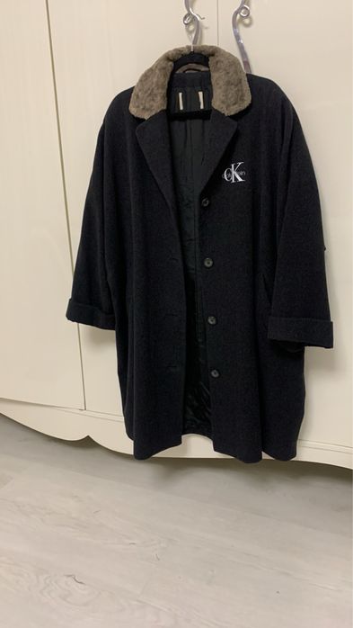 якНОВЕ Calvin Klein великого 52-58 пальто шерстяне сіре чорне оверсайз