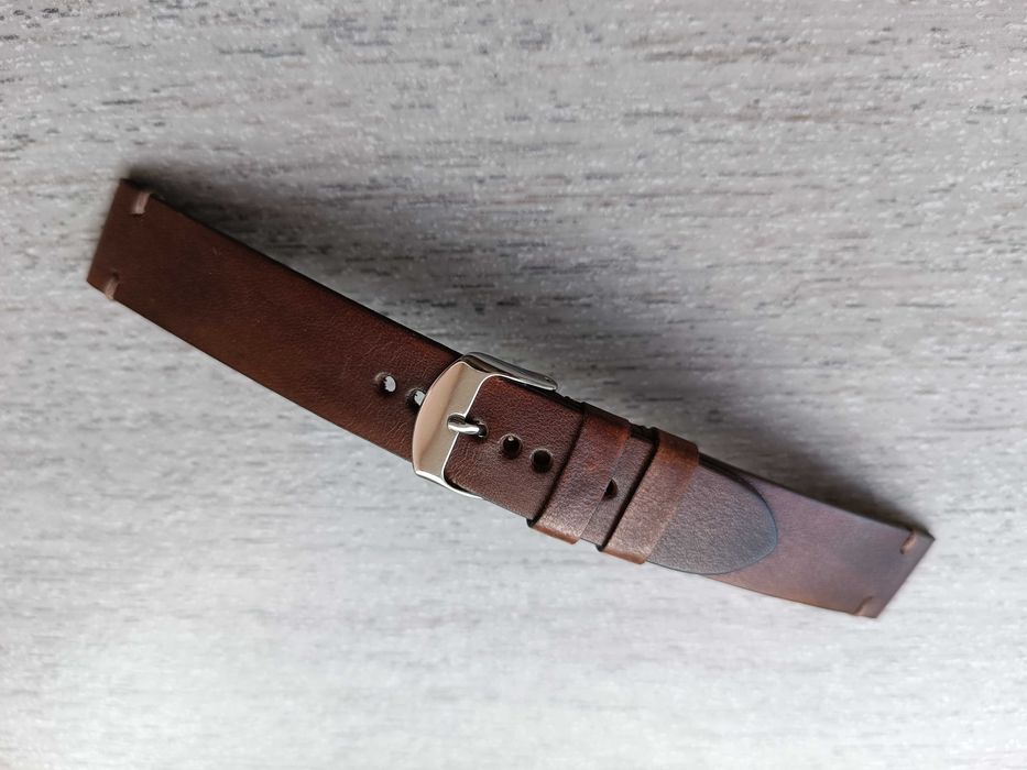 Skórzany pasek zegarka 18 mm brąz M cienki
