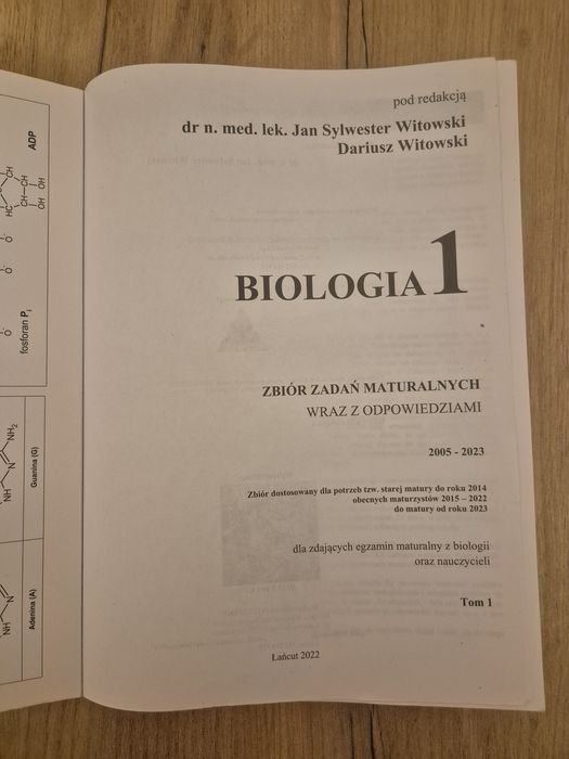 Biologia Zbiór Zadań Maturalnych Witowski Tom 1-4 (Komplet 2005-2023)