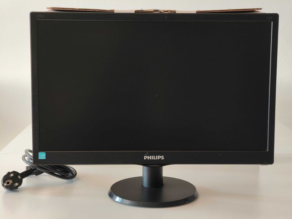 Monitor Philips 193V5 18.5" LED | Pełny komplet + Pudełko | CCTV / Serwer / Warsztat