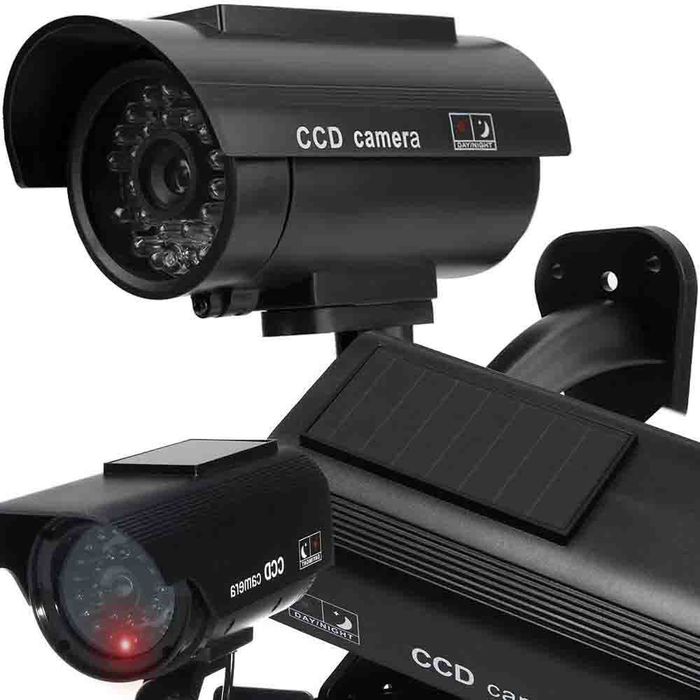 Kamera atrapa zewnętrzna IR LED monitoring solarna z diodą migającą