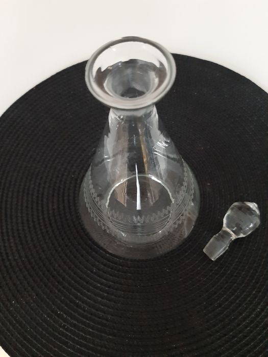 Karafka szklana szlif art-deco antyk