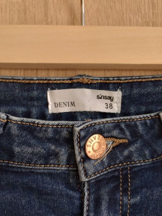 Sinsay denim jeansy rurki skinny wysoki stan indygo slim M 38