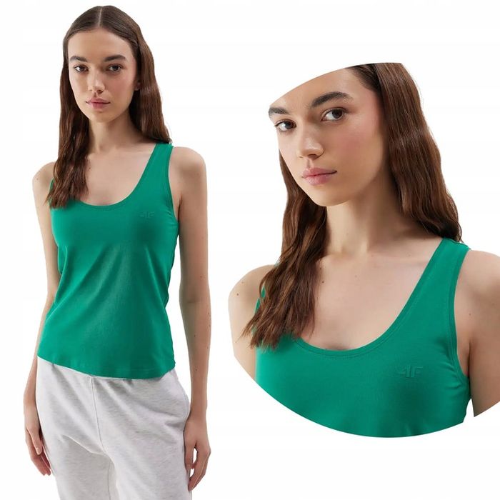 Koszulka Damska 4f Bokserka Bawełniana Top Na Ramiączka Ss24f041