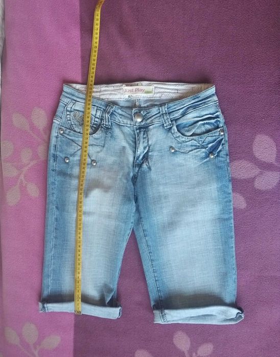 Damskie jeans spodenki szorty do kolan Just Play XS S