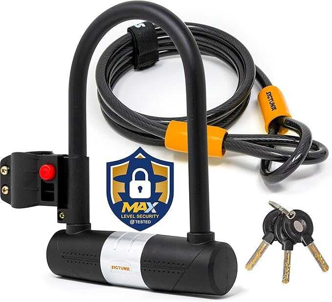 Sigtuna Zapięcie Rowerowe 16 Mm U-lock z 1.2 M Stalową Linką