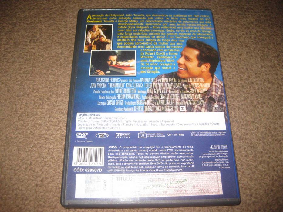 DVD "Fenómeno" com John Travolta/Raro!