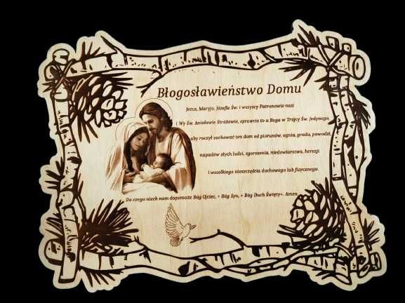 Obraz wypalany na drewnie 3d iluzja, Motyw Błogosławieństwo domu