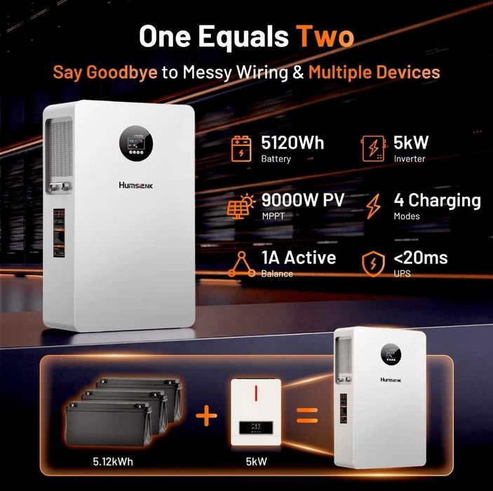Inversor Híbrido Solar All-in-One Humsienk 5kW + Bateria 5.12kWh WI-FI