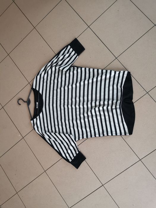 Sweterek rękaw 3/4 asymetryczny cienki luźny nietoperz w paski only 38