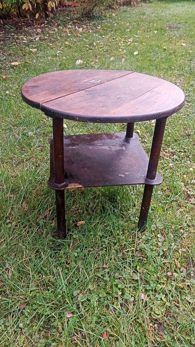 Antyczny stolik drewniany 51x51 cm | do renowacji | vintage