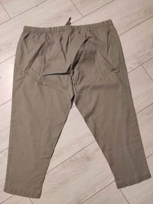 Khaki spodnie len bawełna