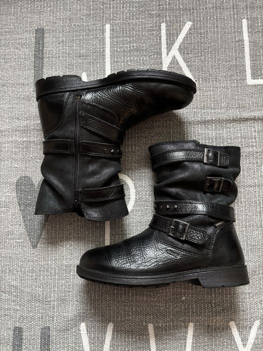Skórzane kozaki botki z klamrami Ecco 37