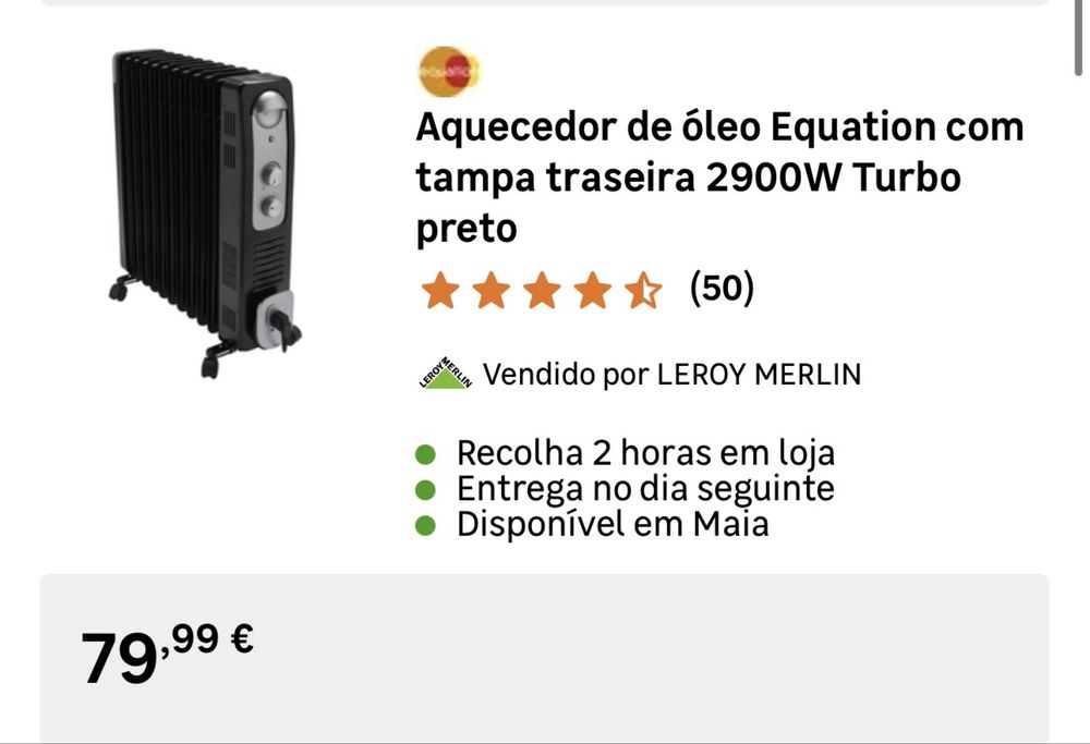 Aquecedor a óleo Equation com tampa traseira 2900W Turbo preto