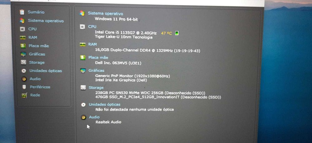 Portátil / Labtop Dell Latitude 5520 11ªG| 15.6"-IPS | i5-1135G7 | 16G/32G DDr4 | 512G + 256G |M| W11