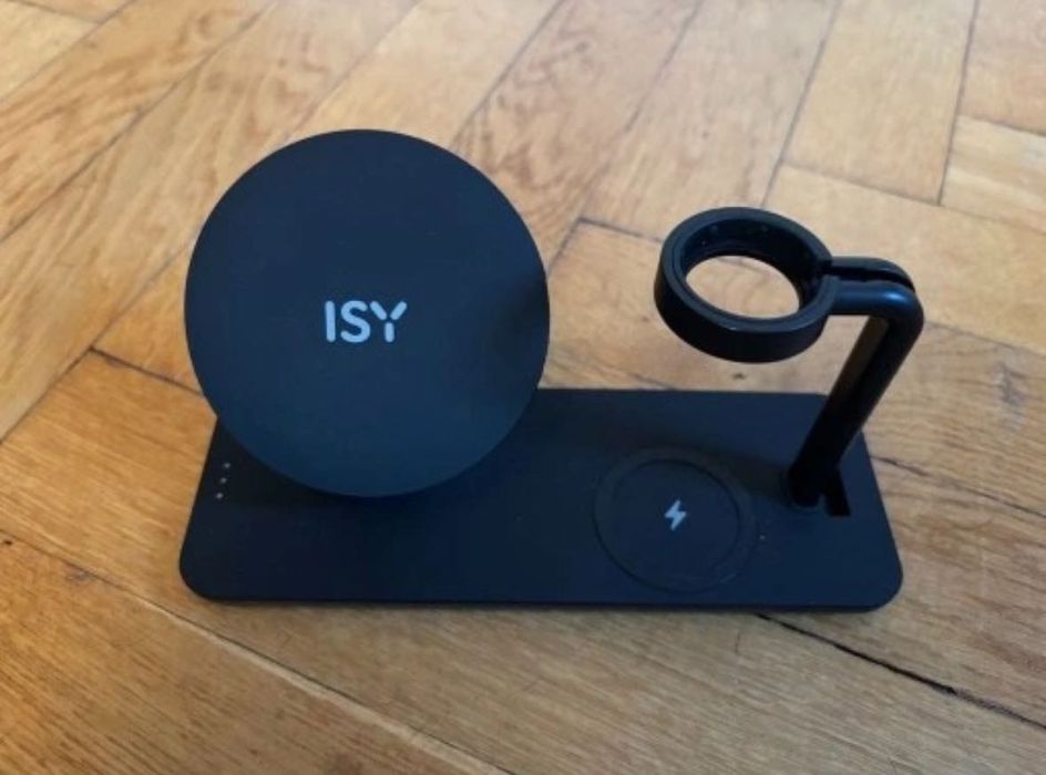 Ładowarka indukcyjna ISY czarna (telefon + smartwatch)