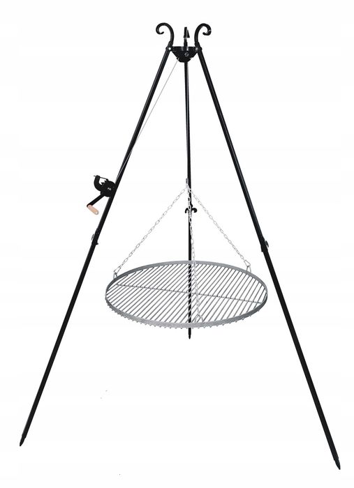 Grill ogrodowy trójnóg 210 cm ruszt 70 cm nierdzewny INOX zestaw XL