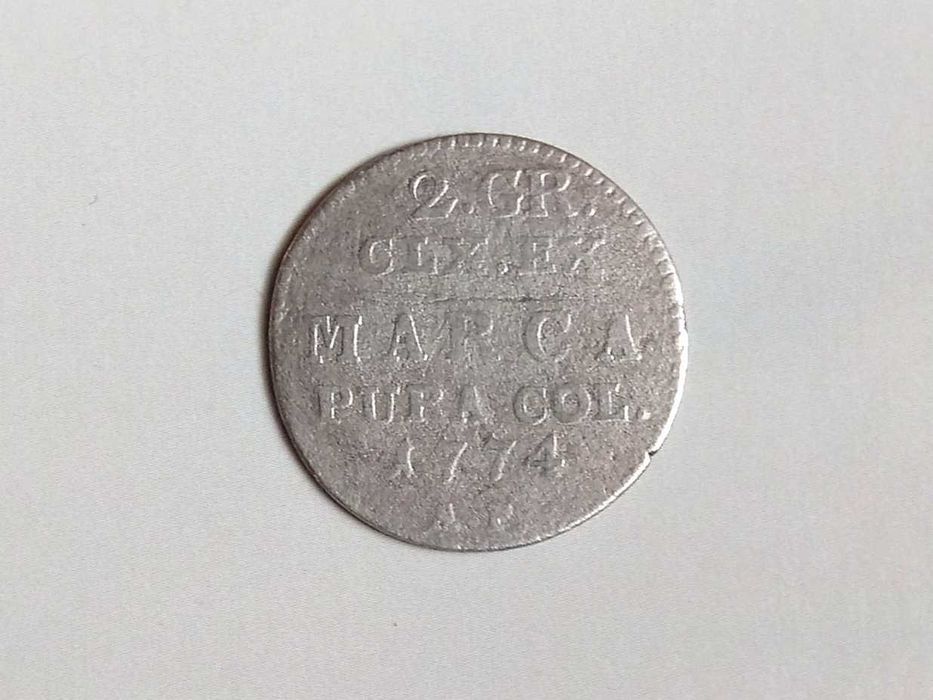 Półzłotek (2 gr) Stanisława Augusta Poniatowskiego 1774 RZADKI ROCZNIK