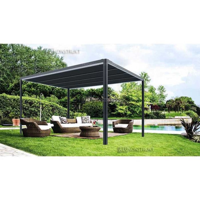 Pergola FIT Wolnostojąca materiałowa aluminiowa 400x300 Grafit