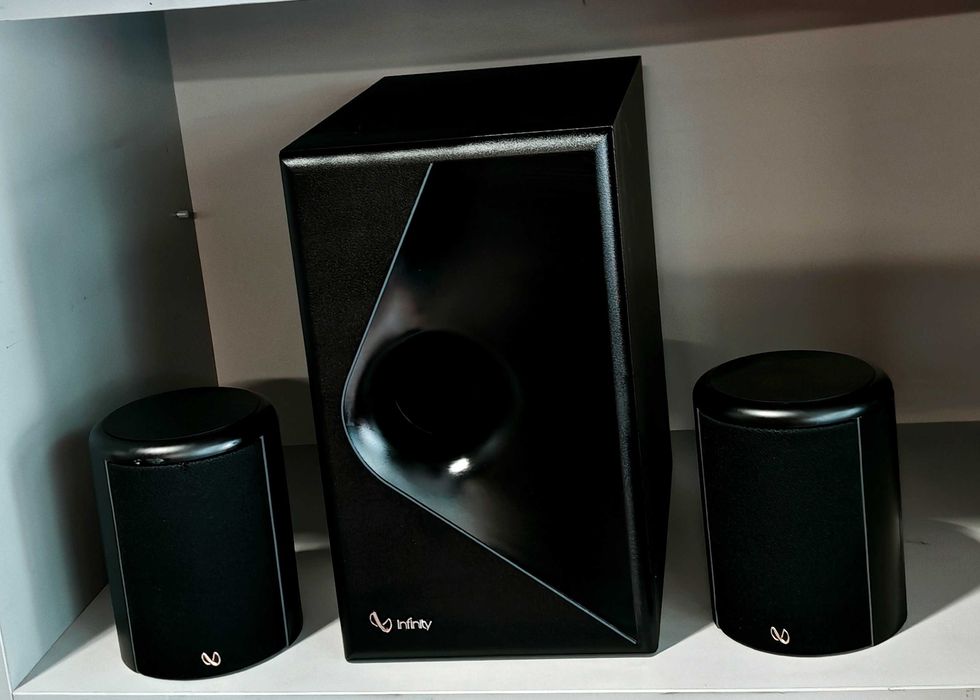 Kolumny Infinity Micro II Speakers Subwoofer + 2 Satelity Sub Bass Reflex Głośniki 2.1 do Kina Domowego Mocne !