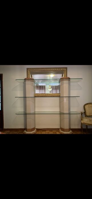 Estante de pedra marmore e vidro