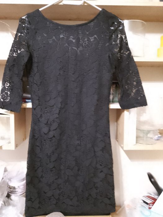 czarna ażurkowa sukienka S