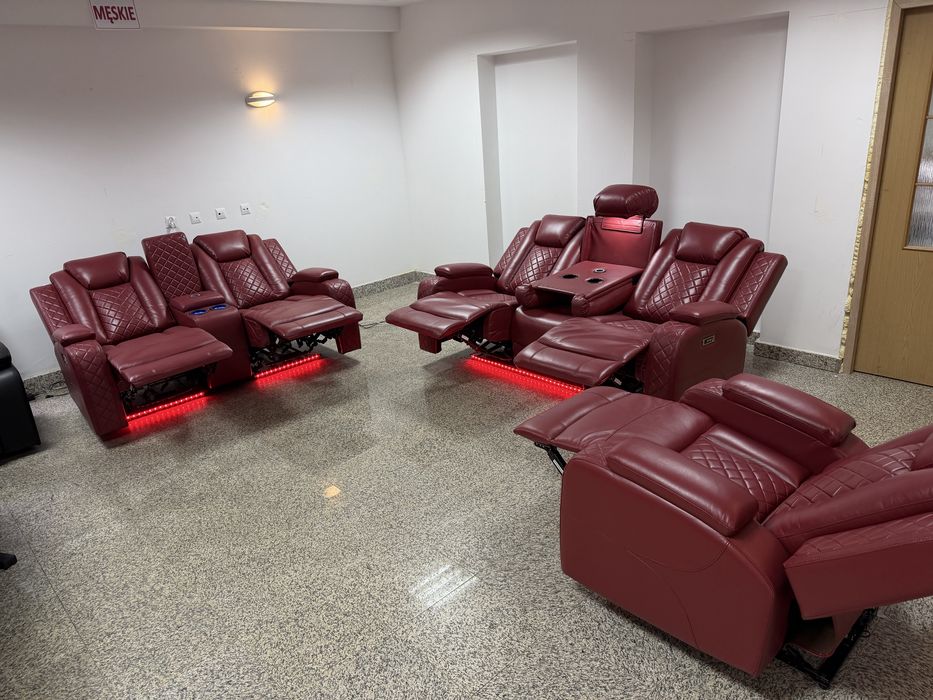 Ekskluzywny zestaw kanap z elektryczną funkcją relaksu (3+2+1)