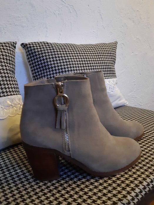 Botki kozaczki wiosenne skóra zamsz 37
