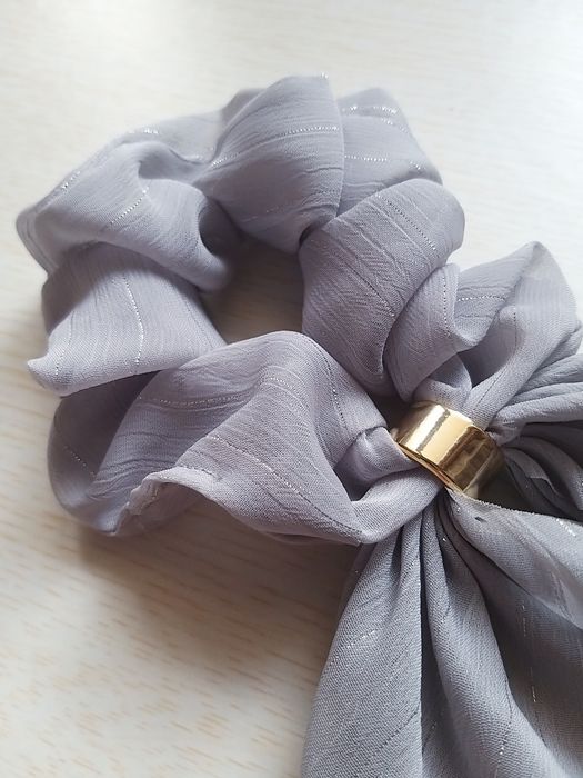 Fitas de Cabelo Scrunchie Cinza