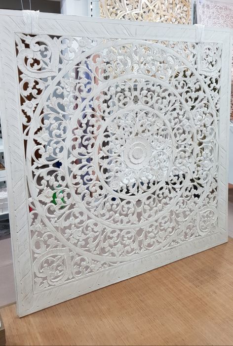 NOVO: Painel Decorativo / Cabeceira de Cama Mandala Branca 160x160cm