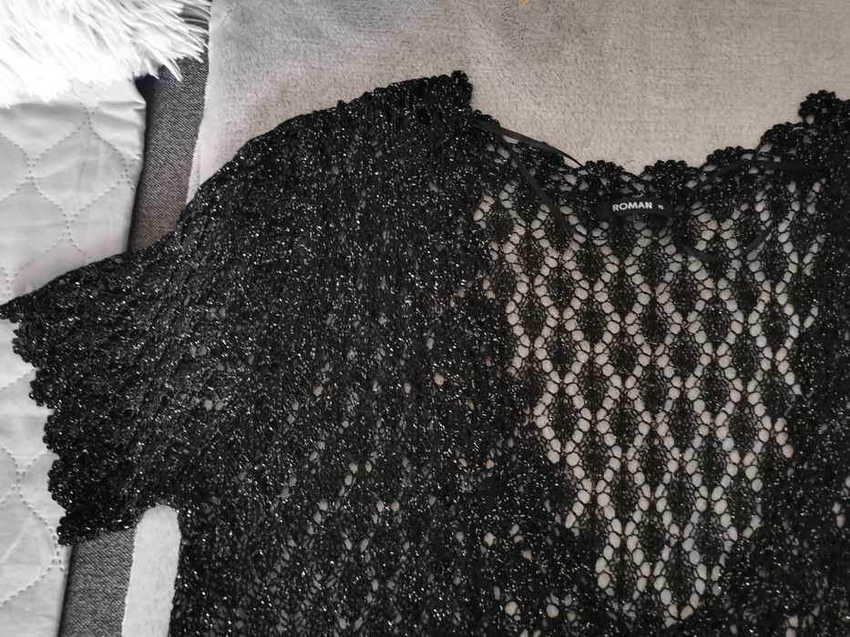 Nowa, ażurowa czarna kamizelka