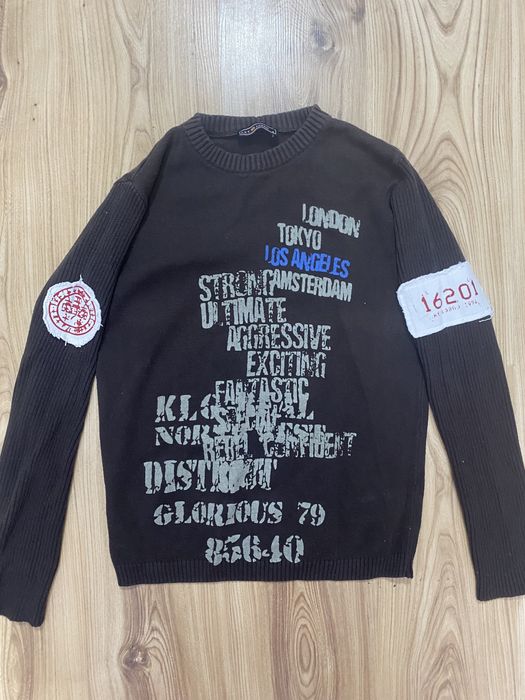sweter brazowy affliction opium y2k