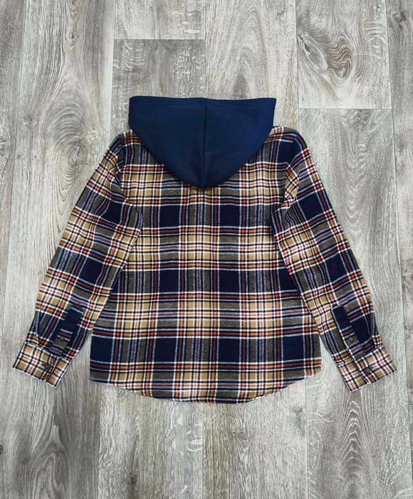 Трендова сорочка Old Navy L(10-12 р.) на 146 см рубашка в клітинку з капюшоном