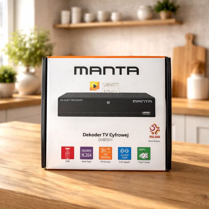 Dekoder TV Manta DVBT011 przewód kabel DPM scart hdmi media player