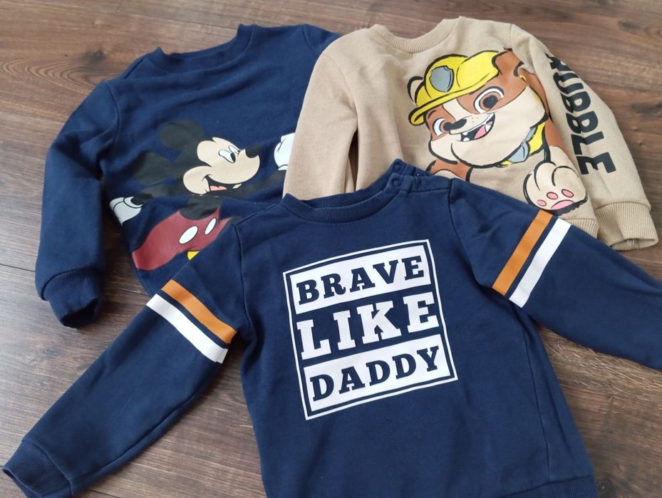 Bluza bluzy kpl 3 szt myszka Mickey psi patrol rubble 98
