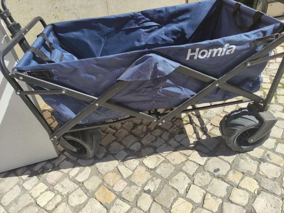 Carrinho de transporte dobrável rodas largas para campismo - Homfa