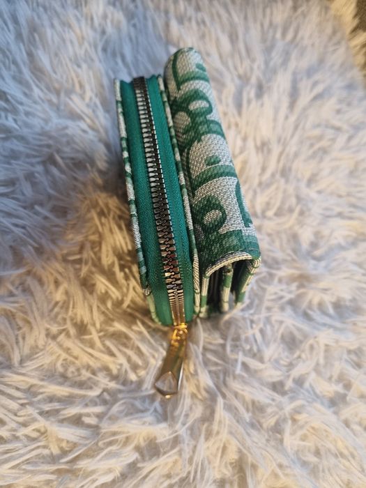 Portfel damski zielony złoty 11 x 8 cm