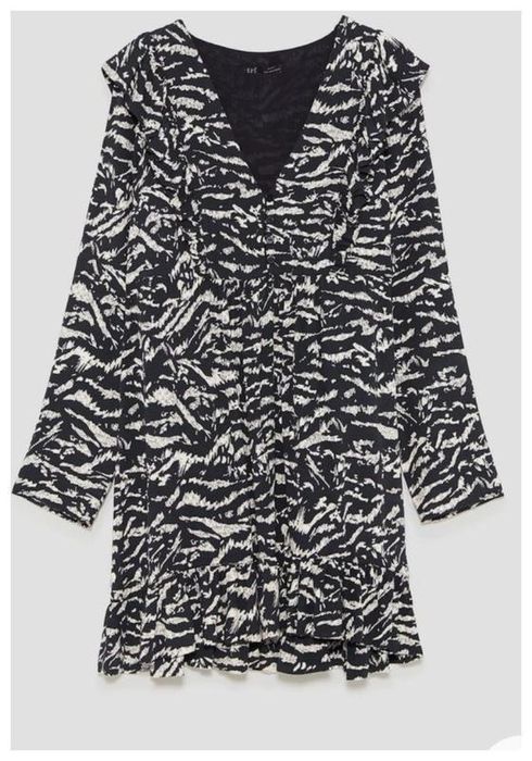 Zara сукня міні принт зебра довгий рукав Xl