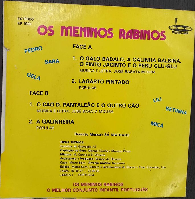 Vinil Single - Os Meninos Rabinos - O Galo Badalo, A Galinha Balbina..