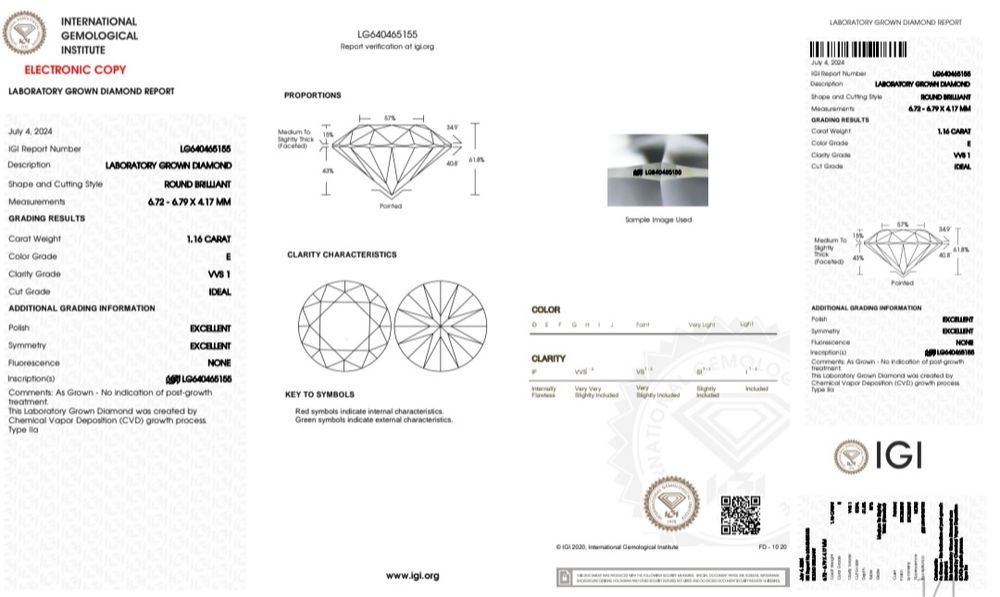 1.16 ct E/VVS1 Excellent бриллиант, сертификат. Золотое кольцо